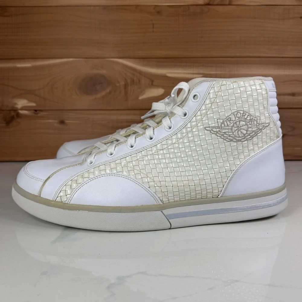 Jordan Phly Legend Premier White Metallic Silver Woven 343449-101 Mens‎ 11.5